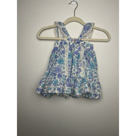 NEW Happily Grey Purple And Blue Floral Sleeveless Metallic Dress Size 12 Mos - Picture 6 of 7